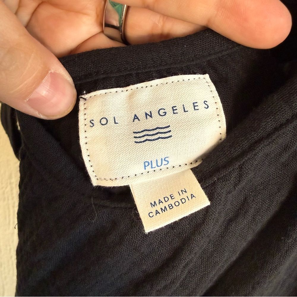 Sol Angeles Black Midi Slip Dress with Spaghetti Straps - Picture 7 of 9
